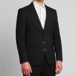 Black single breasted formal suits for men